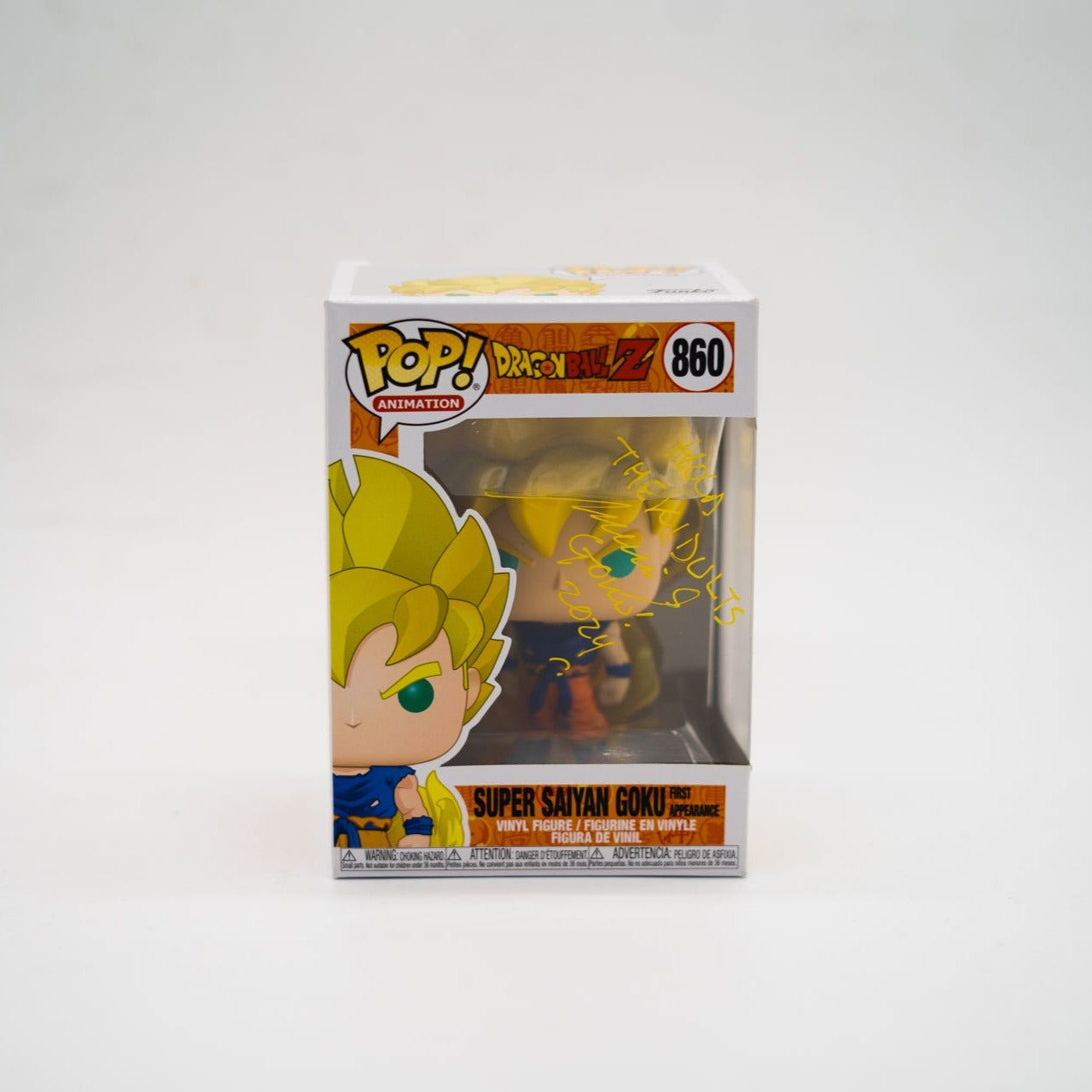 Funko Pop! Super Saiyan Goku First Apperance #860 firmado por Mario Castañeda