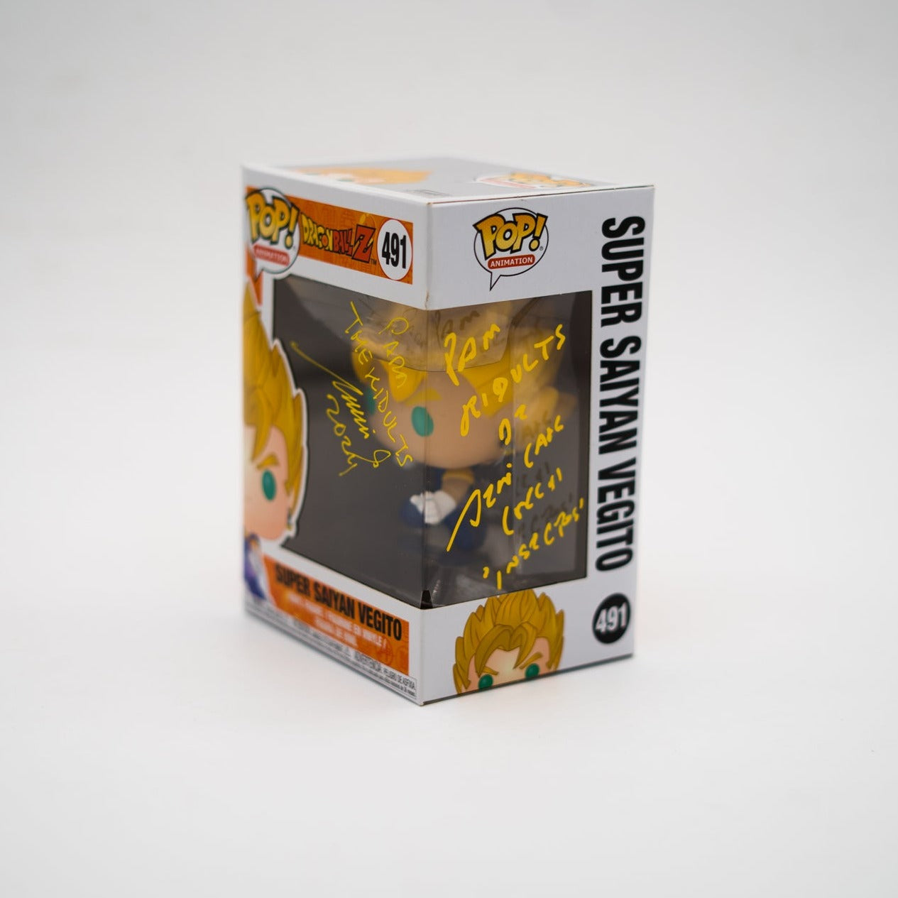 Funko Pop! Super Saiyan Vegito #491 Firmado por Mario Casta;eda y Rene Garcia