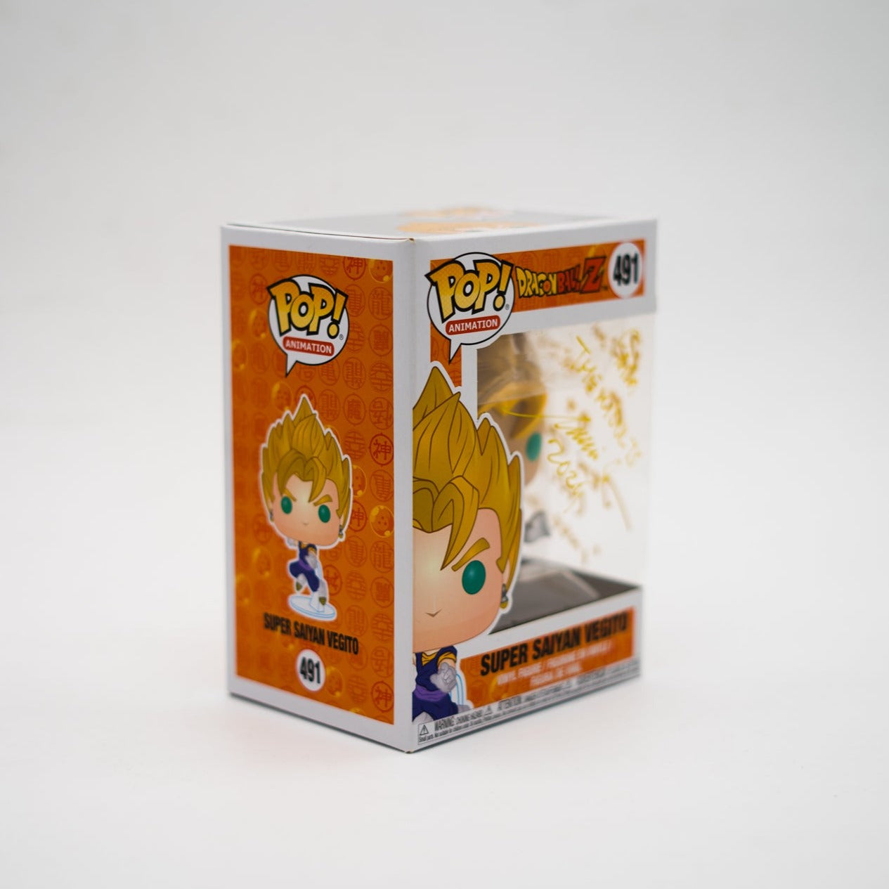 Funko Pop! Super Saiyan Vegito #491 Firmado por Mario Casta;eda y Rene Garcia